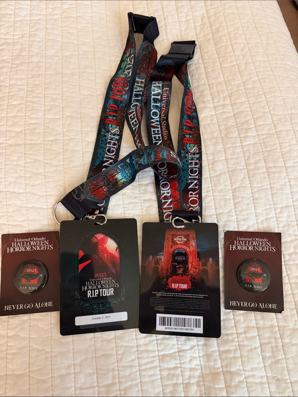 Universal Studios Halloween Horror Nights R.I.P. Tour Lanyards and Pins